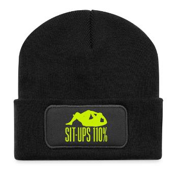 Fanatiques de fitness Redressements assis 110 % Gymnastique suédoise Gym - Beanie recyclé à patch - noir - Devant