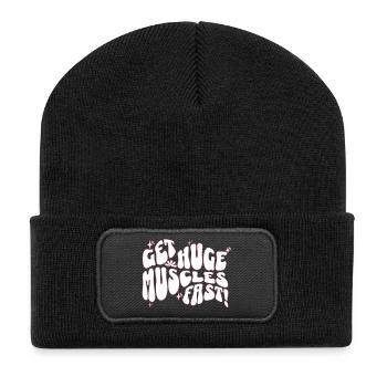 Big Muscles Fun Slogan Design - Recycled Patch Beanie - black - Front