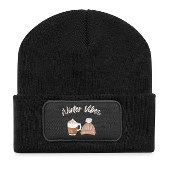 Winter Vibes Cold Season Hat Mug - Recycled Patch Beanie - black - Front
