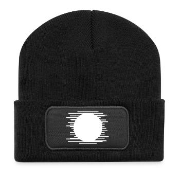 Geometric Lines - Vivid Sunset Mountain Landscape - Recycled Patch Beanie - black - Front