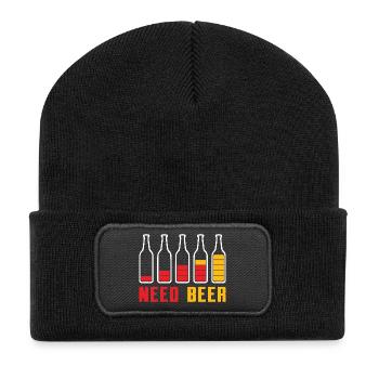 Minimalist Bierflaschen mit Farbverlauf - Recycelte Patch Beanie - Schwarz - Vorne