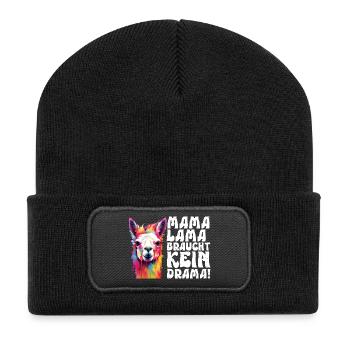 Expectant mothers MAMA LAMA NEEDS NO DRAMA - Recycled Patch Beanie - black - Front