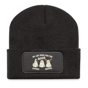 Halloween Gespenster - Goose Moose Boos - Recycelte Patch Beanie - Dunkelgrau - Vorne