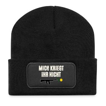 Protest pressure with weapon and flower - Recycled Patch Beanie - black - Front