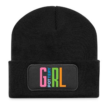 Keramik Fan Pottery Girl Statement - Recycelte Patch Beanie - Schwarz - Vorne