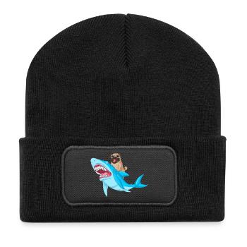 Carlin équitation requin drôle - Beanie recyclé à patch - noir - Devant