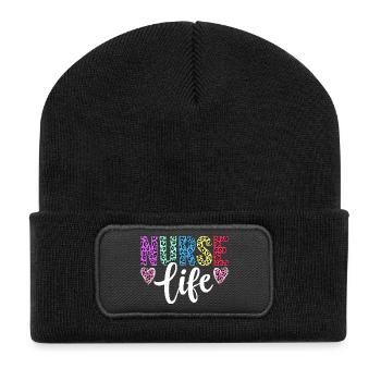 Krankenschwester, Nurse Life - Recycelte Patch Beanie - Schwarz - Vorne