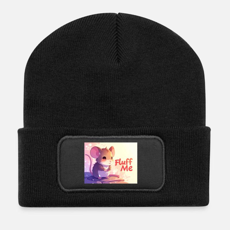 Maus Fluff me - Recycelte Patch Beanie - Schwarz