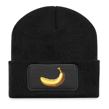 Pixelbanane Retro Pixelkunst - Recycelte Patch Beanie - Schwarz - Vorne