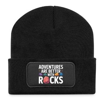 Rock Collecting Rockhound Rock Collector Geology - Recycled Patch Beanie - black - Front