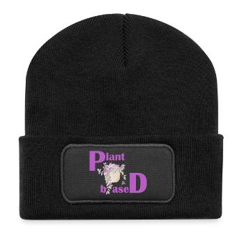 À base de plantes - Plante en pot au design rose - Beanie recyclé à patch - noir - Devant