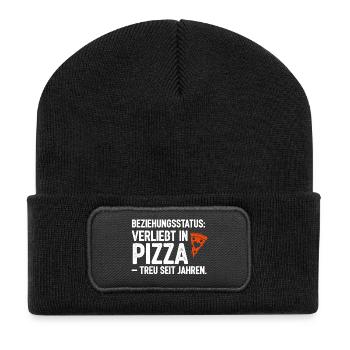 Relationship Status In Love With Pizza - Recycled Patch Beanie - black - Front