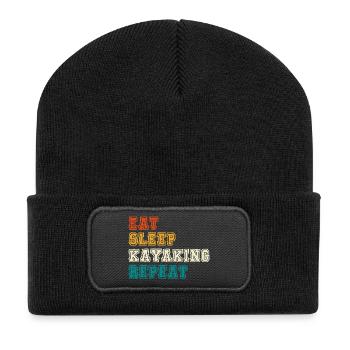 Eat Sleep Kayaking Repeat - Recycelte Patch Beanie - Schwarz - Vorne