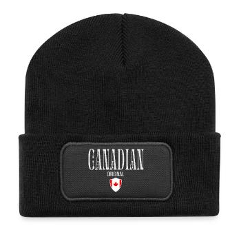 Canadien d’origine, j’adore le Canada - Beanie recyclé à patch - noir - Devant