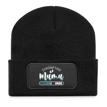 ZUKÜNFTIGE MAMA 2026 Bald Mama Lustig - Recycelte Patch Beanie - Schwarz - Vorne
