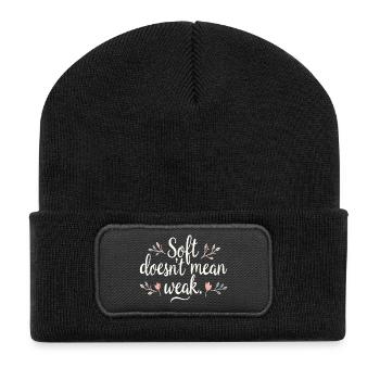Doux ne veut pas dire faible – l’amour de soi - Beanie recyclé à patch - noir - Devant