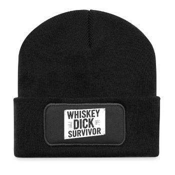 Whiskey Dick Survivor Schmutziger Humor Frech Drec - Recycelte Patch Beanie - Schwarz - Vorne