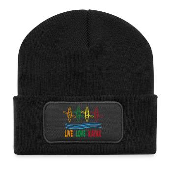 Live Love Kayak Kayak Kayak Kayak Canoë Kayak - Beanie recyclé à patch - noir - Devant