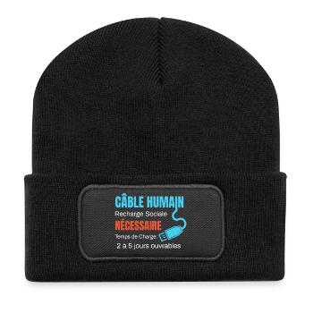 Human Cable Social Recharge humor - Recycled Patch Beanie - black - Front