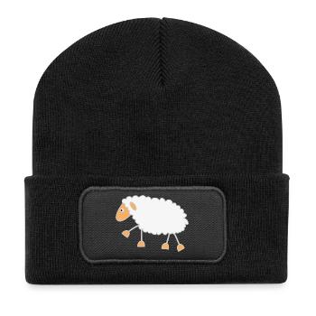 Lustiges Schaf - Recycelte Patch Beanie - Schwarz - Vorne
