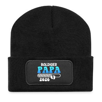 SOON DAD 2026 Fatherhood Funny - Recycled Patch Beanie - black - Front