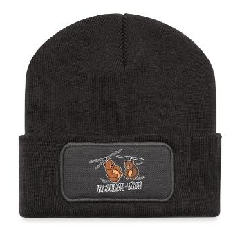 drôles d’ours volants Hubschrau ! Ours du ciel - Beanie recyclé à patch - charbon - Devant