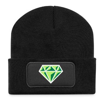 Diamant (Edelstein Brillant Symbol / NEG Gre 3C) - Recycelte Patch Beanie - Schwarz - Vorne