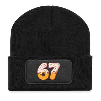 Cartoon Number 67 IceCream Cones - Recycled Patch Beanie - black - Front