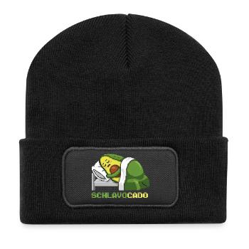 Schlavocado Avocado Schlafshirt Sleep Comfy Gesche - Recycelte Patch Beanie - Schwarz - Vorne