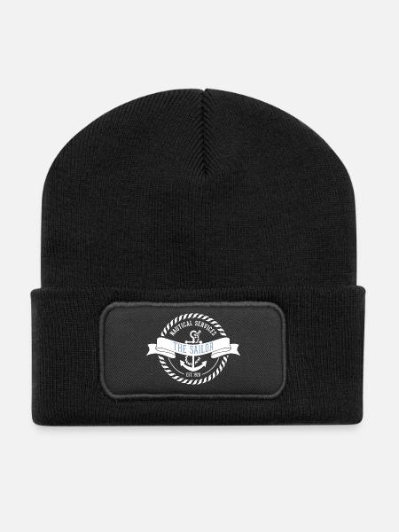 Nautic Design Matrosen-Emblem Nautischer Aufnäher - Recycelte Patch Beanie - Schwarz