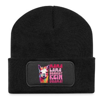 Expectant mothers MAMA LAMA NEEDS NO DRAMA - Recycled Patch Beanie - black - Front