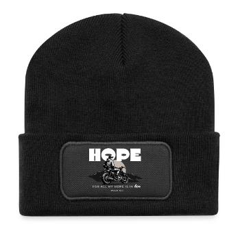Hope For All My Hope Is In Him Psalm 62 5 Motorrad - Recycelte Patch Beanie - Schwarz - Vorne