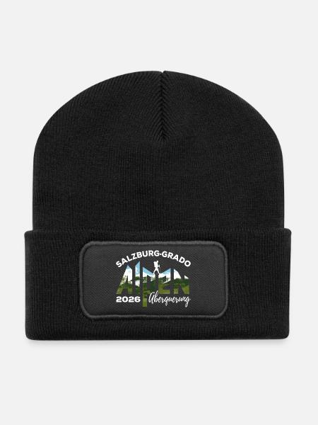 Alpenüberquerung Alpen 2026 Salzburg Grado Wandern - Recycelte Patch Beanie - Schwarz
