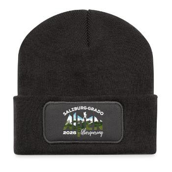 Alpenüberquerung Alpen 2026 Salzburg Grado Wandern - Recycelte Patch Beanie - Dunkelgrau - Vorne