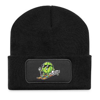 Wassermelone Auf Skiern Mit Sonnenbrille - Recycelte Patch Beanie - Schwarz - Vorne