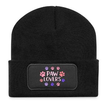 Pastel Animal Paw Lover - Recycled Patch Beanie - black - Front