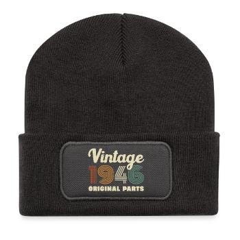80 Jahre 1946 Vintage Retro Jubiläum - Recycelte Patch Beanie - Dunkelgrau - Vorne