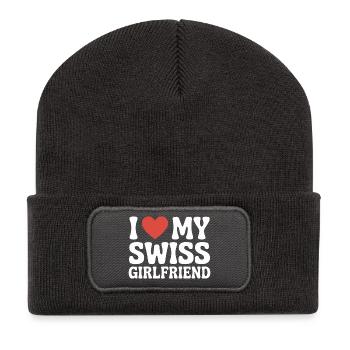 I love my swiss girlfriend Valentine's Day Swiss - Recycled Patch Beanie - dark grey - Front