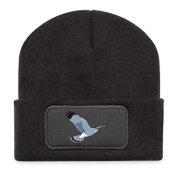 Poule Busard Circus Cyaneus Oiseau de proie - Beanie recyclé à patch - charbon - Devant
