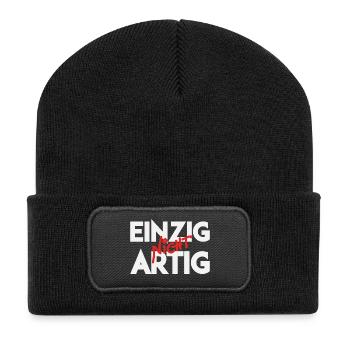 Einzig Nicht Artig Wortspiel - Recycelte Patch Beanie - Schwarz - Vorne