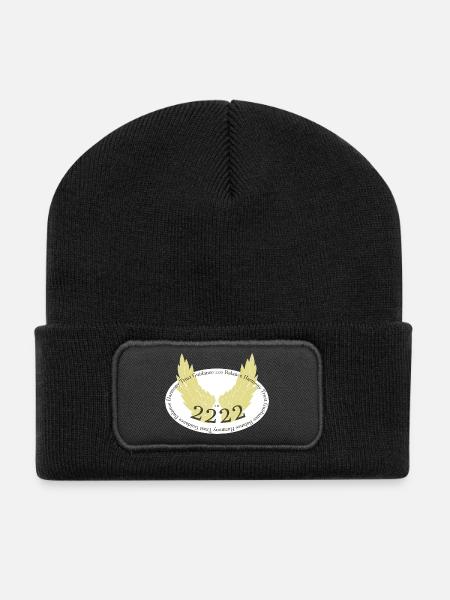Angel wings with angel number 2222 - Recycled Patch Beanie - black