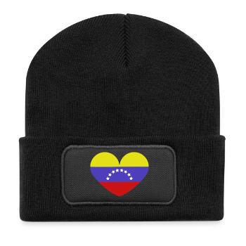 Venezuela heart flag - Recycled Patch Beanie - black - Front