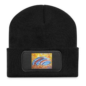 Happy Fische - Recycelte Patch Beanie - Schwarz - Vorne