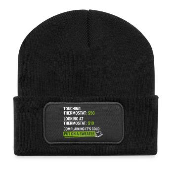 Humour thermostat : Mettez un pull - Beanie recyclé à patch - noir - Devant