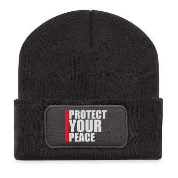 Protégez votre paix Santé mentale Pleine conscience - Beanie recyclé à patch - charbon - Devant