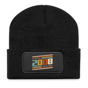 Original 2008 Vintage Vintage Birthday Retro - Recycled Patch Beanie - black - Front