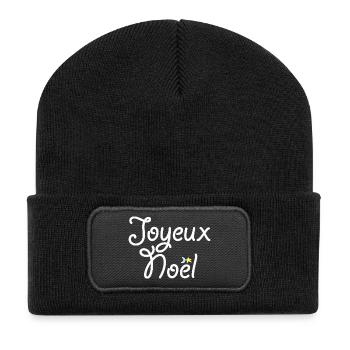 Joyeux Noël - Beanie recyclé à patch - noir - Devant