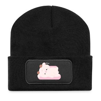 Vache fatiguée - Beanie recyclé à patch - noir - Devant
