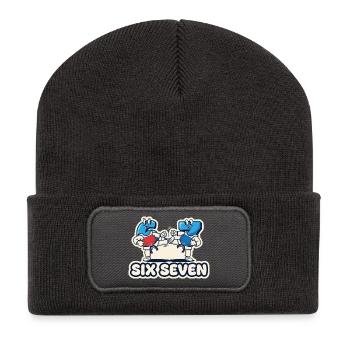 67 Six Seven Taekwondo Meme Lustiges Geschenk - Recycelte Patch Beanie - Dunkelgrau - Vorne