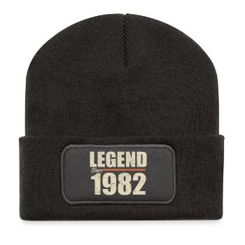 Geburtstag 1982 | Legende seit 1982 - Recycelte Patch Beanie - Dunkelgrau - Vorne